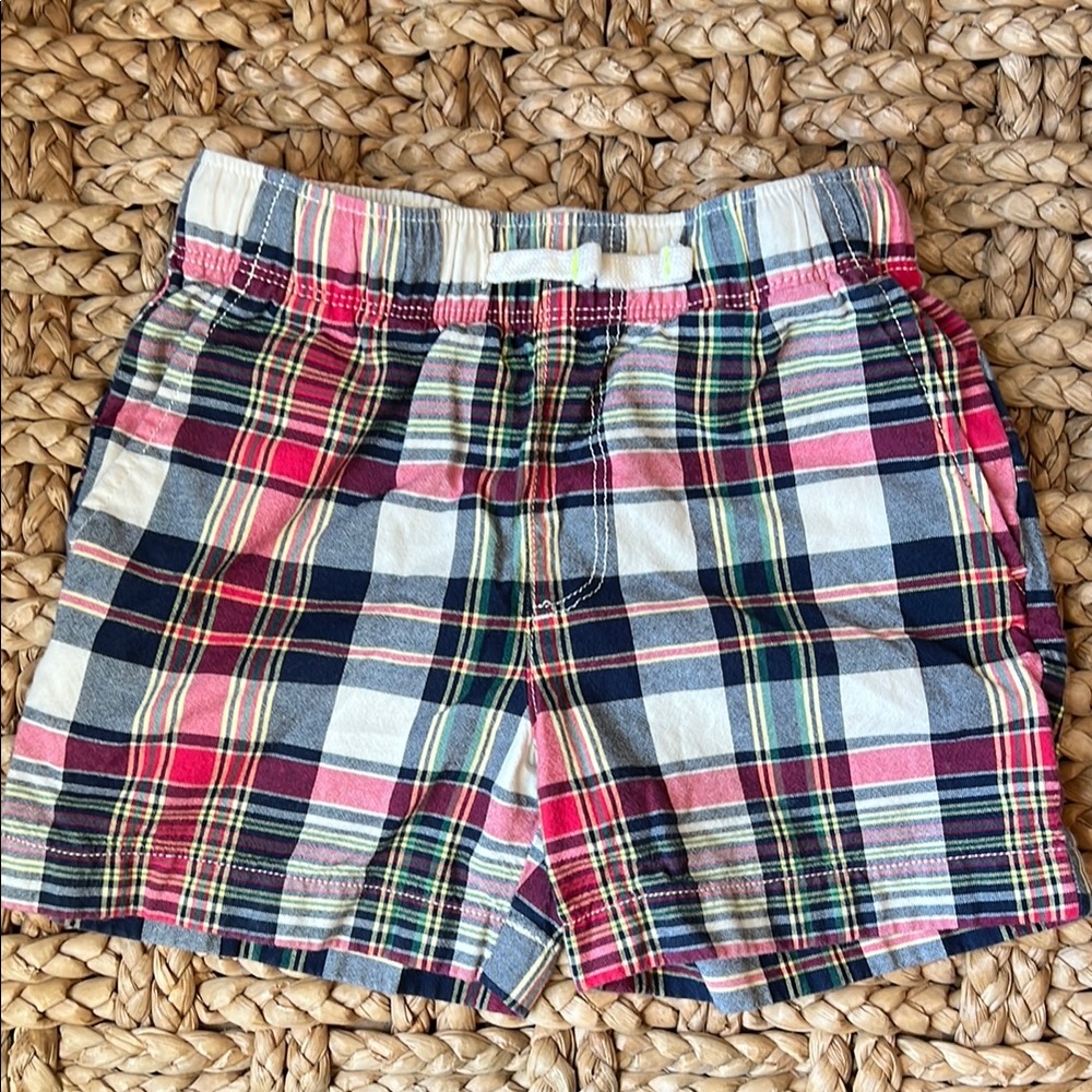 Boys Plaid Casual Shorts with Drawstring